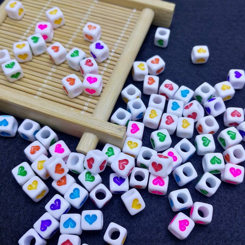 Looconi Amaney 400Pcs 6x6mm White Acrylic Colorful Heart sheap Cube Beads Mixed Colors Square Shape Loose Beads for Jewelry Making - Image 5